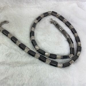 Retro rock chain mail metal city business casual metal black tone chain belt